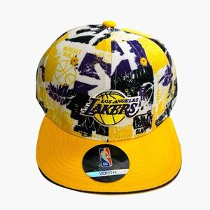 NWT Los Angeles Lakers Youth Snapback Hat – Yellow Graffiti Print Allover